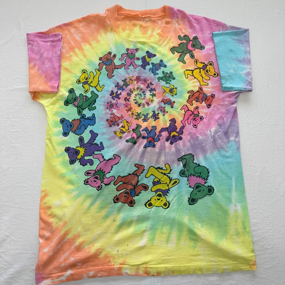 Vintage 1989 Grateful Dead Dancing Bears Tie Dye T Shirt GDP Rainbow 80s
